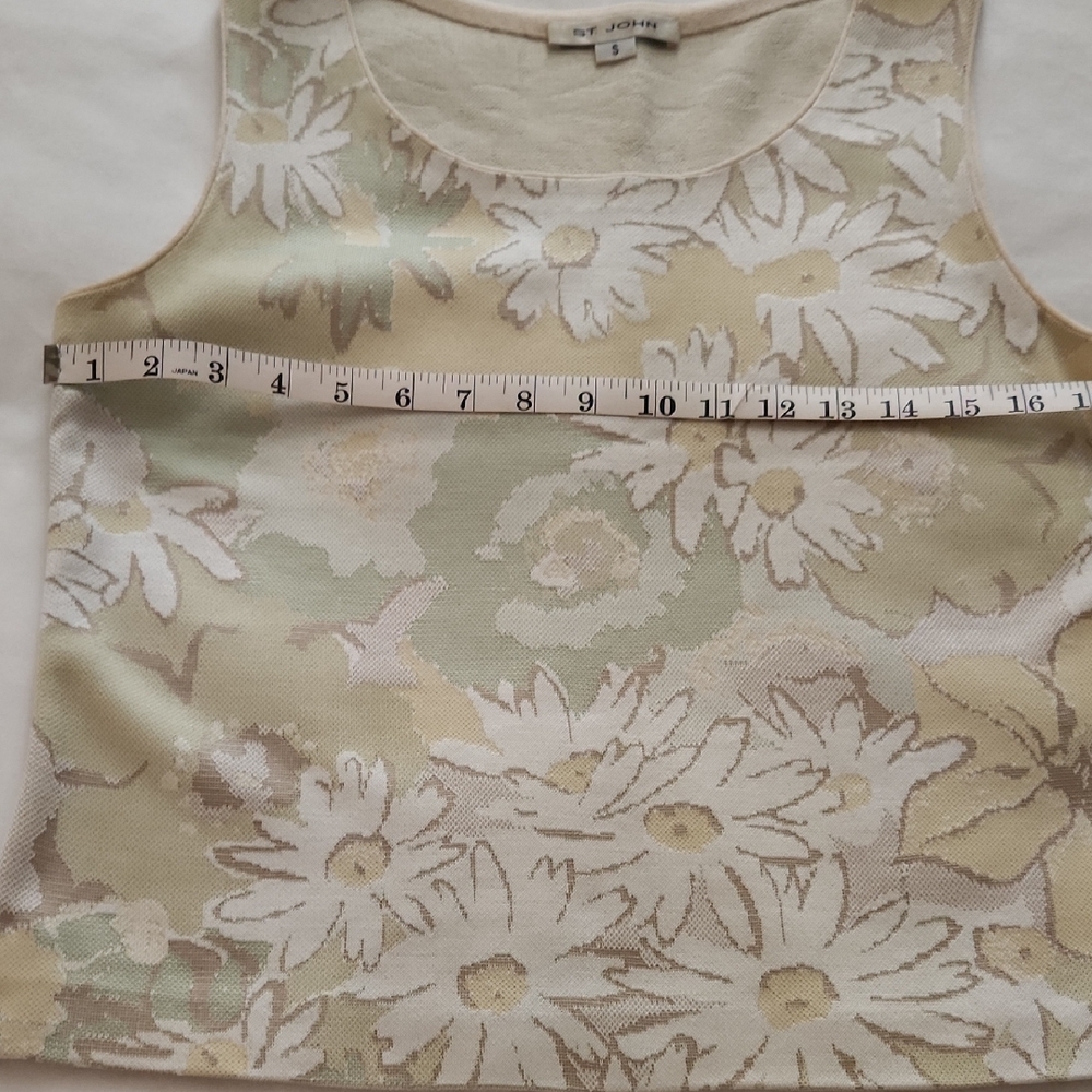 St. John Floral Tank Top - Cream and Green